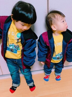 「公園コーデ」｜「アイテム（MA-1）」を使った、しゅーと︎︎☺︎さん（キッズ・110cm）の春コーディネート
