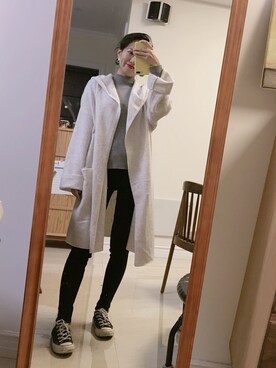 「アイテム（モッズコート、ホワイト系）」を使った、-徐小栗-さん（レディース・160cm）の春コーディネート