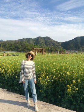 「MUJI Labo（ムジラボ）のアイテム（キャップ）」を使った、-徐小栗-さん（レディース・160cm）の春コーディネート