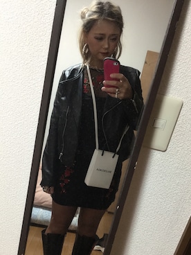 「BALENCIAGA」｜「アイテム（ノーカラージャケット）」を使った、くうさん（レディース・161cm）の秋コーディネート