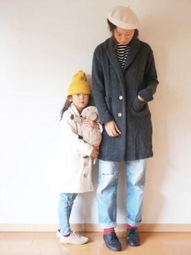 「pongee（ポンジー）のアイテム」を使った、pongeeさん（キッズ・110cm）の冬コーディネート