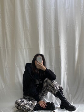 スウェットを使った チェックパンツ の人気ファッションコーディネート 地域 韓国 Wear