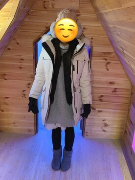 「無印良品（ムジルシリョウヒン）のアイテム（ダウンベスト、ブラック系）」を使った、kammyさん（レディース）の冬コーディネート