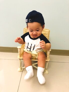 「Carter's（カーターズ）のアイテム（レッグウェア）」を使った、Coさん（キッズ・70cm）の春コーディネート