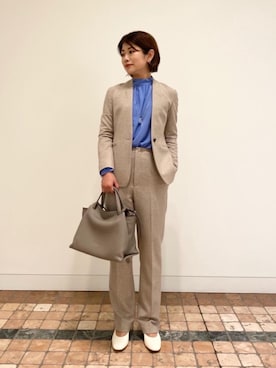 「アイテム（ノーカラージャケット）」を使った、006963さん（レディース・154cm）の秋コーディネート