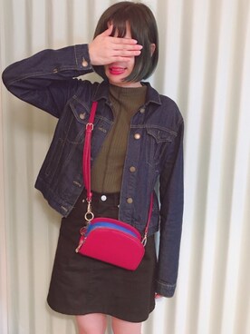 「AS KNOW AS PINKY（アズノゥアズピンキー）のアイテム（デニムジャケット）」を使った、yum🐹🐻さん（レディース・158cm）の秋コーディネート