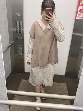 「POU DOU DOU（プードゥドゥ）のアイテム（シャツワンピース）」を使った、yum🐹🐻さん（レディース・158cm）の春コーディネート