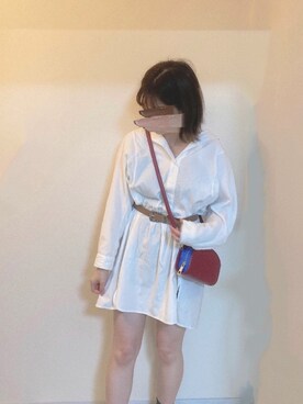 「coca（coca）（コカ）のアイテム（シャツワンピース）」を使った、yum🐹🐻さん（レディース・158cm）の春コーディネート