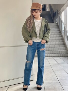「AVIREX（アヴィレックス）のアイテム（トレンチコート）」を使った、ayuさん（レディース・156cm）の春コーディネート