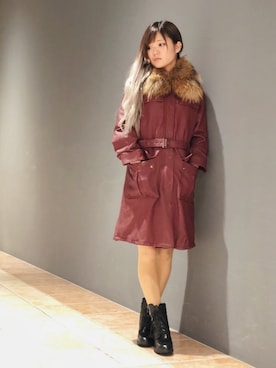 「ロングジャケット」｜「アイテム（ブーツ）」を使った、ayuさん（レディース・156cm）の冬コーディネート