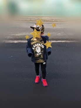 「Bape」｜「アイテム（その他アウター）」を使った、kanaさん（キッズ・110cm）の春コーディネート