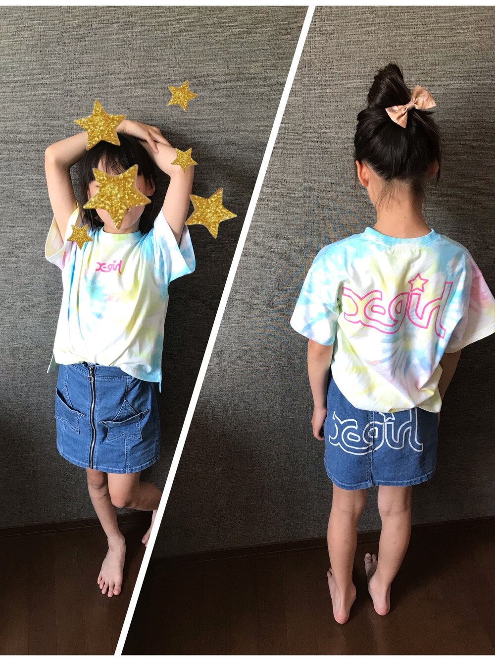 kanaさんの「ミルズロゴタイダイ柄半袖Tシャツ（X-girl Stages）」を使ったコーディネートの1枚目の写真