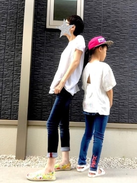 「アイテム（スリッポン、イエロー系）」を使った、kanaさん（キッズ・132cm）の夏コーディネート