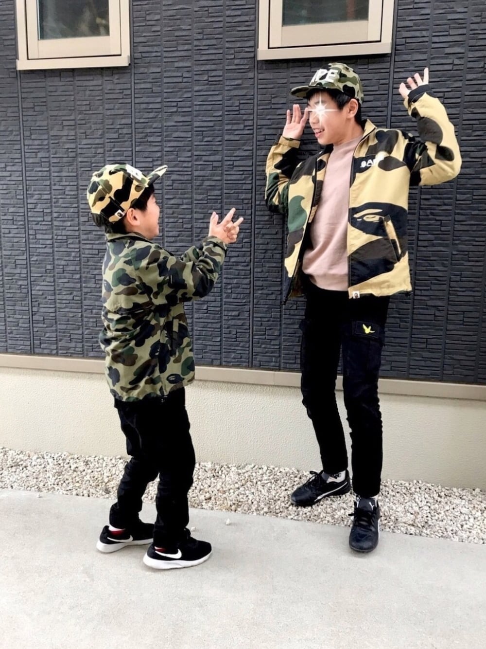 A BATHING APEのナイロンジャケットを使ったキッズ人気ファッション