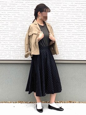 「UNIQLO（ユニクロ）のアイテム（スカート、ブラック系）」を使った、zueko0702さん（レディース・156cm）の秋コーディネート