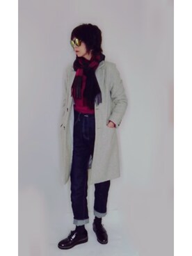 「アイテム（チェスターコート）」を使った、Keyさん（レディース・164cm・40代）の秋コーディネート
