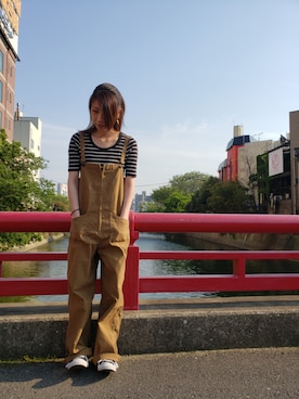 「SCHOTT」｜「アイテム（オールインワン・サロペット）」を使った、Asukaさん（レディース・166cm）の春コーディネート