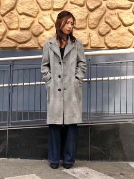 「SCHOTT」｜「アイテム（チェスターコート）」を使った、Asukaさん（レディース・166cm）の冬コーディネート