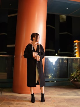 「Johnbull（ジョンブル）のアイテム（ステンカラーコート）」を使った、Asukaさん（レディース・166cm）の冬コーディネート