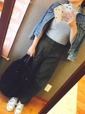 「Big John（ビッグジョン）のアイテム（デニムジャケット）」を使った、サミ〜さん（レディース・153cm）の秋コーディネート
