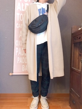「H&M（エイチ・アンド・エム）のアイテム（パーカー、ホワイト系）」を使った、サミ〜さん（レディース・153cm）の秋コーディネート