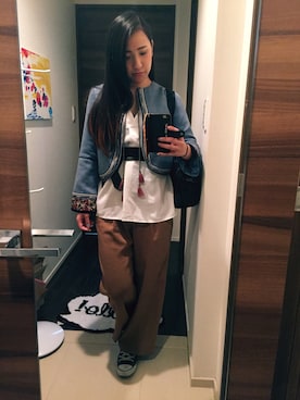 「LILY BROWN（リリーブラウン）のアイテム（ノーカラージャケット）」を使った、M-koさん（レディース・161cm）の春コーディネート