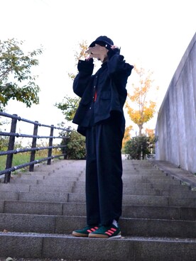 「Gosha Rubchinskiy（ゴーシャラブチンスキー）のアイテム（シューズ）」を使った、modeさん（メンズ・173cm）の冬コーディネート