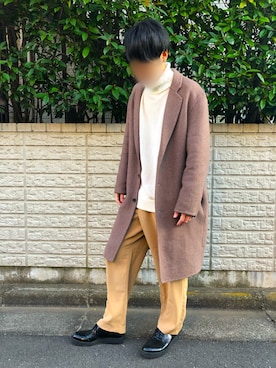 「SENSE OF PLACE by URBAN RESEARCH（センスオブプレイスバイアーバンリサーチ）のアイテム（チェスターコート）」を使った、たー坊さん（メンズ・171cm）の冬コーディネート