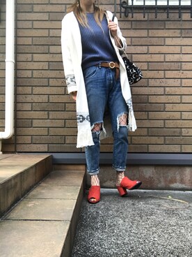 「網タイツ×デニム」｜れいやんさん（レディース・166cm）の春コーディネート