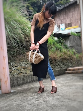 「Ungrid（アングリッド）のフレイドヘムストスリ（デニムパンツ）」を使った、れいやんさん（レディース・166cm）の夏コーディネート