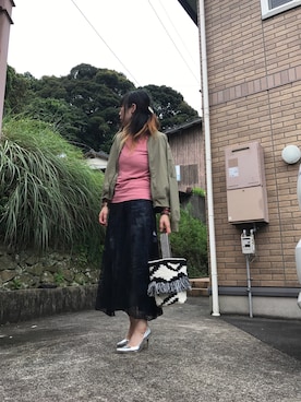 「Ungrid（アングリッド）のフレイドヘムストスリ（デニムパンツ）」を使った、れいやんさん（レディース・166cm）の秋コーディネート