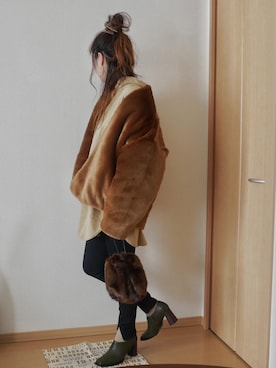 「Ungrid（アングリッド）のアイテム（ノーカラージャケット）」を使った、れいやんさん（レディース・166cm）の冬コーディネート