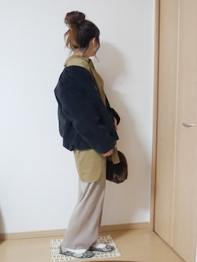 「リブニットパンツ」｜「アイテム（バレエシューズ）」を使った、れいやんさん（レディース・166cm）の冬コーディネート