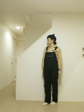 「MHL.（エムエイチエル）のアイテム（オールインワン・サロペット）」を使った、sieluさん（レディース・168cm）の冬コーディネート