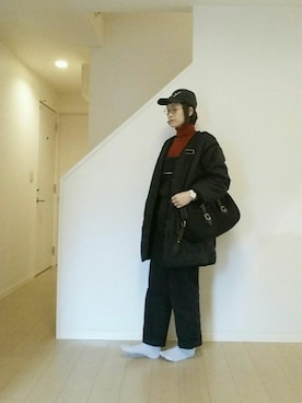 「MHL.（エムエイチエル）のアイテム（オールインワン・サロペット）」を使った、sieluさん（レディース・168cm）の冬コーディネート
