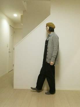 「MHL.（エムエイチエル）のアイテム（オールインワン・サロペット）」を使った、sieluさん（レディース・164cm）の冬コーディネート