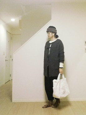 「おおぶりピアス」｜「アイテム（ソックス/靴下）」を使った、sieluさん（レディース・168cm）の冬コーディネート