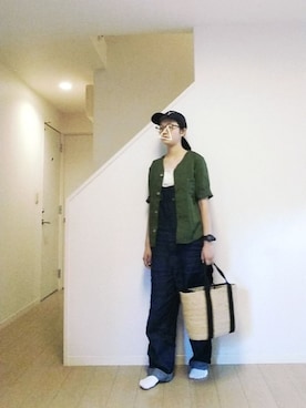 「nest Robe（ネストローブ）のアイテム（サロペット/オーバーオール）」を使った、sieluさん（レディース・168cm）の夏コーディネート