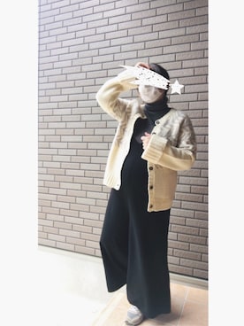「マタニティコーデ」｜「アイテム（つなぎ/オールインワン）」を使った、arichanさん（レディース・157cm）の冬コーディネート