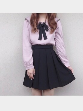 「evelyn（evelyn）のアイテム（シャツ/ブラウス、ピンク系）」を使った、りこぴんさん（レディース・154cm）の夏コーディネート