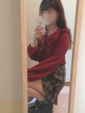 「evelyn（evelyn）のアイテム（その他パンツ、ブラウン系）」を使った、りこぴんさん（レディース・154cm）の冬コーディネート
