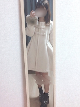 「ガーリーコーデ」｜「アイテム（ダッフルコート）」を使った、りこぴんさん（レディース・154cm）の冬コーディネート