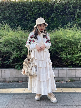 「消えそうな色コーデ」｜「アイテム（帽子）」を使った、okyokaoさん（レディース・156cm）の秋コーディネート