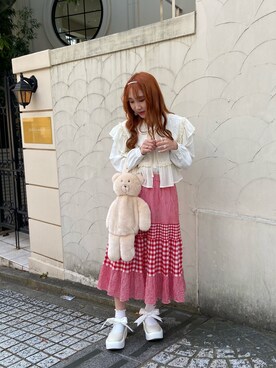 「merry jenny（メリージェニー）のデコラティブな襟（シャツ/ブラウス）」を使った、okyokaoさん（レディース・157cm）の春コーディネート