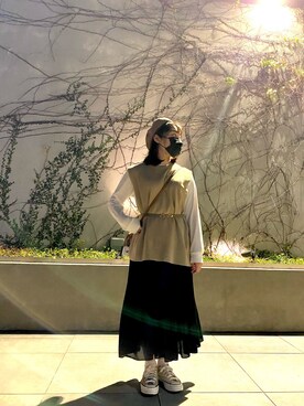 「アイテム（ハンチング/ベレー帽、ホワイト系）」を使った、YOYO LEEさん（レディース・158cm）の秋コーディネート