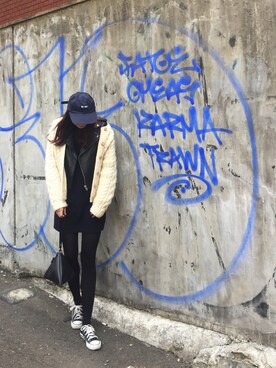 「TODAYFUL（トゥデイフル）のアイテム（ライダースジャケット）」を使った、NAOKA TASHIMAさん（レディース・160cm）の冬コーディネート