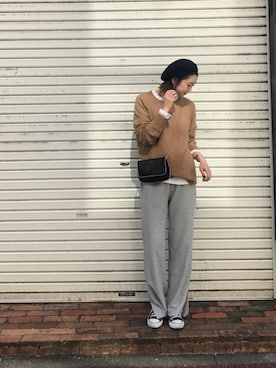 「TODAYFUL（トゥデイフル）のアイテム（ハンチング/ベレー帽）」を使った、NAOKA TASHIMAさん（レディース・160cm）の秋コーディネート