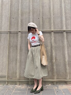 意思 is wearing BEAMS JAPAN "BEAMSJAPAN / ビームス ジャパン ロゴ Tシャツ for キッズ"