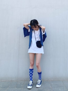 「blue」｜「アイテム（レッグウェア）」を使った、意思さん（レディース・158cm）の夏コーディネート
