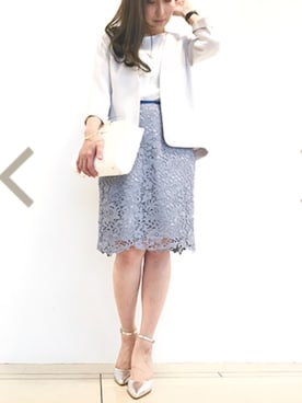 「仕事コーデ」｜「アイテム（ノーカラージャケット）」を使った、riiiaさん（レディース・158cm）の春コーディネート